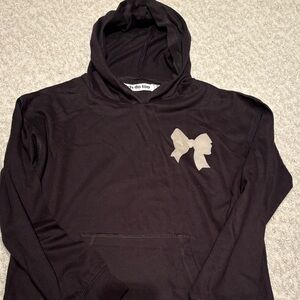 Black Hoodie with Bow Accent